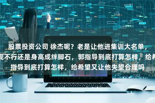 股票投资公司 徐杰呢？老是让他进集训大名单，却又最后落选，是表现不行还是身高成绊脚石，郭指导到底打算怎样，给希望又让他失望合理吗